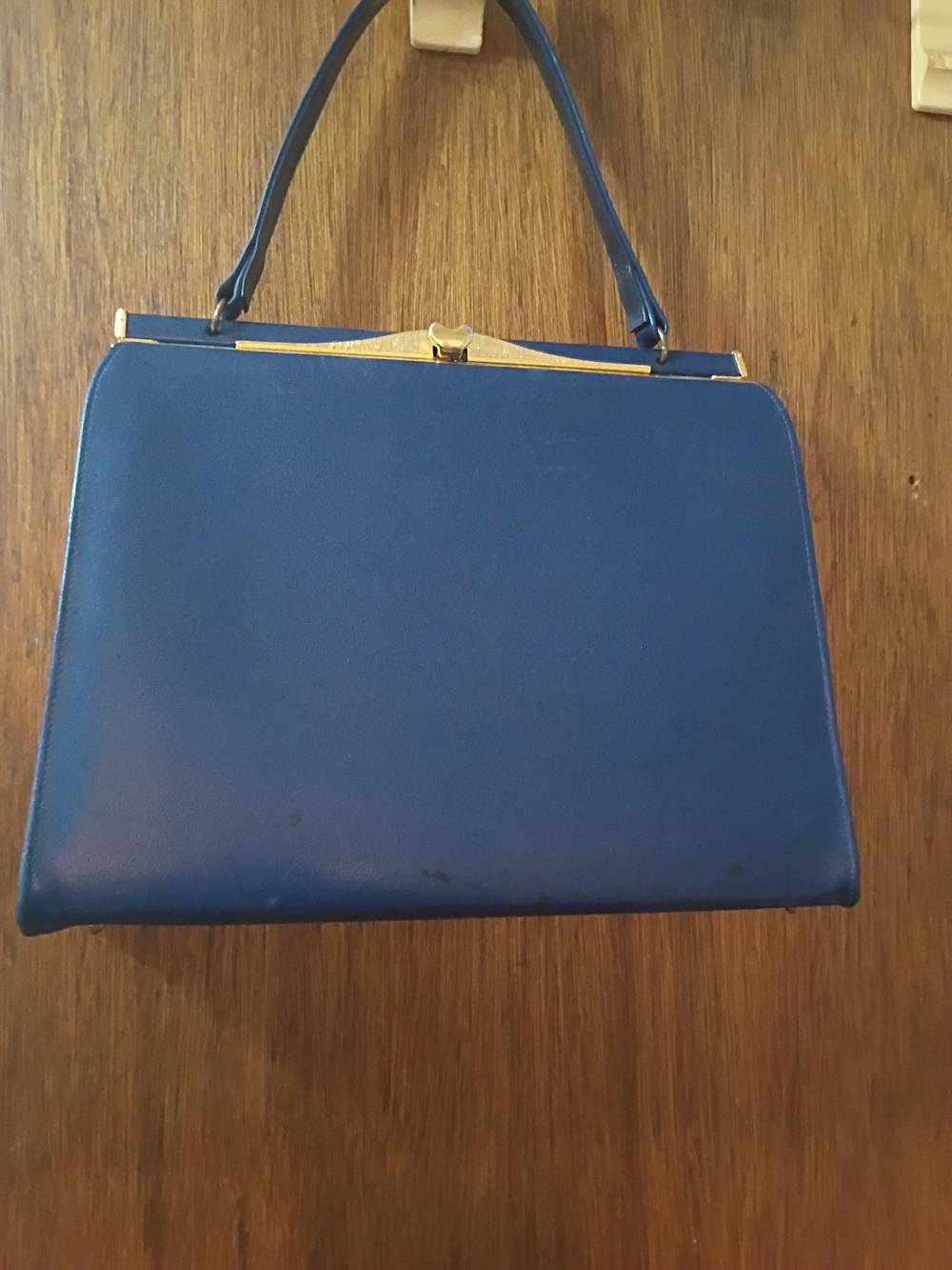 Timeless Navy Frame-Top Wristlet